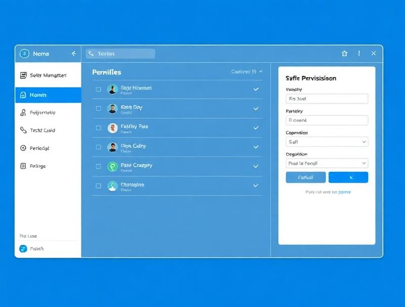 Tela de cadastros e permissões